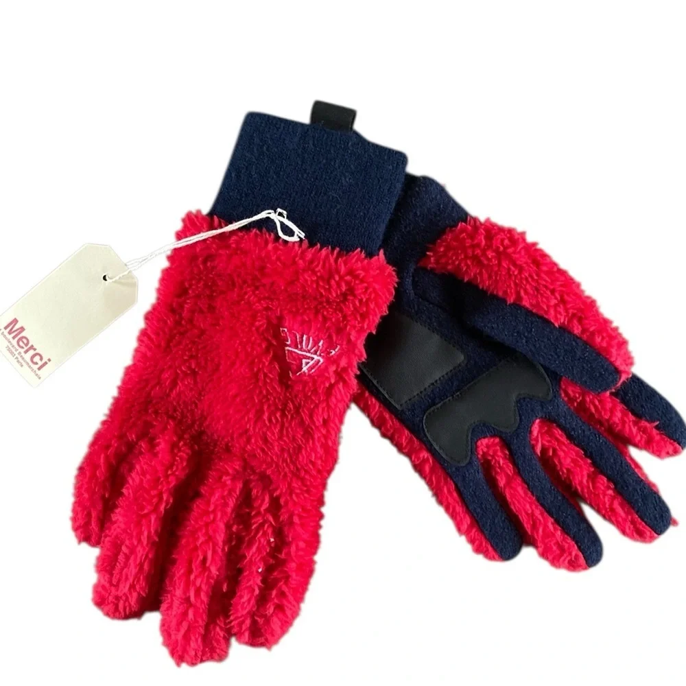 EVOLG Moco Fleece Tech Gloves NWT Wool Blend Red Rouge Navy Blue
